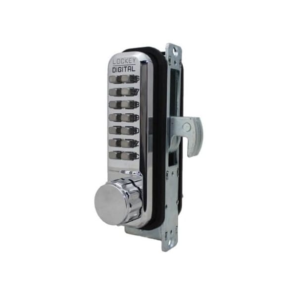 Mechanical Keyless Narrow Stile Hook Bolt Lock Double Combination Bright Chrome